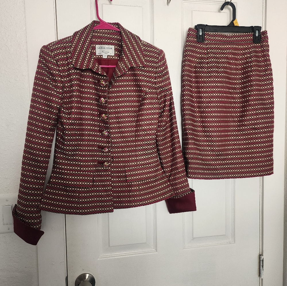 Vintage Victor Costa by Nahdree skirt set, size 4, plaid